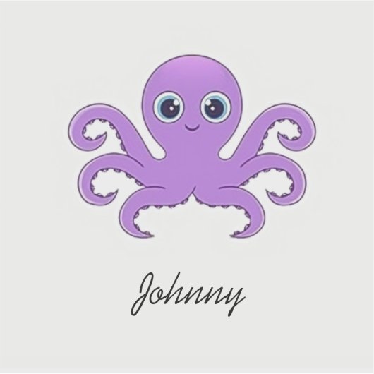 かわいい紫のタコ名前をカスタムする シール (正面)