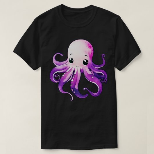 かわいい紫のタコ Tシャツ (デザイン正面)