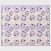 かわいい紫のトマトと秋の花 ラッピングペーパー (フラット)