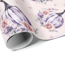 かわいい紫のトマトと秋の花 ラッピングペーパー