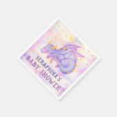 かわいい紫のドラゴンガールズベビーシャワーナプキン スタンダードカクテルナプキン (角)