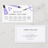 かわいい紫のネイルアーティストツールロイヤリティカード 名刺 (正面/裏面)