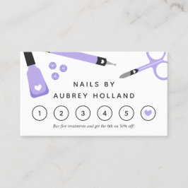 かわいい紫のネイルアーティストツールロイヤリティカード 名刺