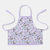 かわいい紫のハッピーイースターバニーと卵のパターン エプロン (正面)