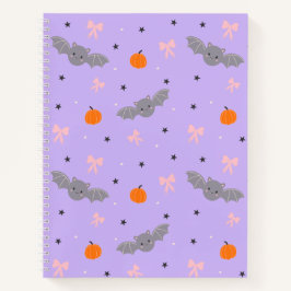かわいい紫のハロウィンバット柄ノートブック ノートブック