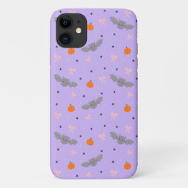かわいい紫のハロウィンバット柄フォンケース iPhone 11 ケース