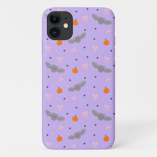 かわいい紫のハロウィンバット柄フォンケース Case-Mate iPhoneケース (裏面)