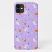 かわいい紫のハロウィーンの幽霊模様のスマホケース Case-Mate iPhoneケース (裏面)