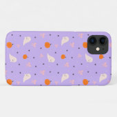 かわいい紫のハロウィーンの幽霊模様のスマホケース Case-Mate iPhoneケース (裏面(横))