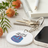 かわいい紫のハートケーキの模様 キーホルダー (正面右)