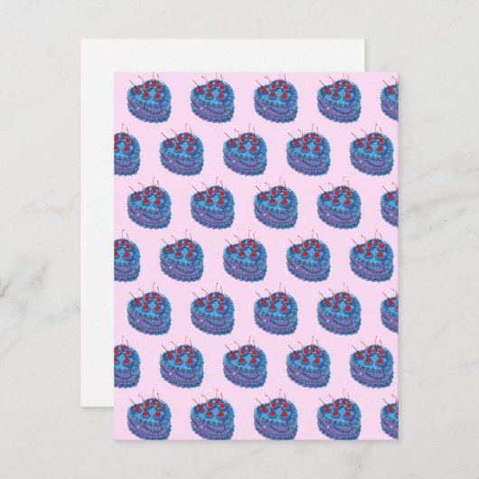かわいい紫のハートケーキの模様 シーズンカード (正面/裏面)
