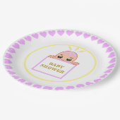 かわいい紫のハート赤ちゃんシャワー ペーパープレート (アングル)