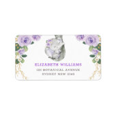 かわいい紫のバラ緑の眠るベビー象 ラベル (正面)