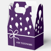 かわいい紫のパーティーバルーンとリボンカスタム フェイバーボックス (見開き)