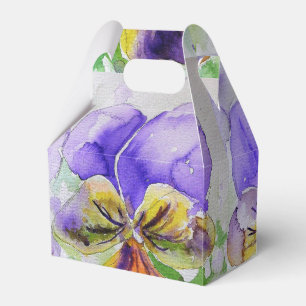 かわいい紫のビオラの花のウェディングケーキ ファボリーボックス フェイバーボックス
