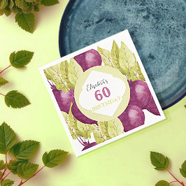 かわいい紫のビーツ水彩画パーソナライズされた画 スタンダードカクテルナプキン