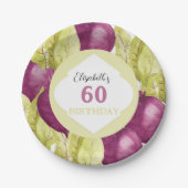 かわいい紫のビーツ水彩画パーソナライズされた画 ペーパープレート (正面)