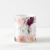 かわいい紫のピンクのフローラエレガント先生 コーヒーマグカップ (中央)