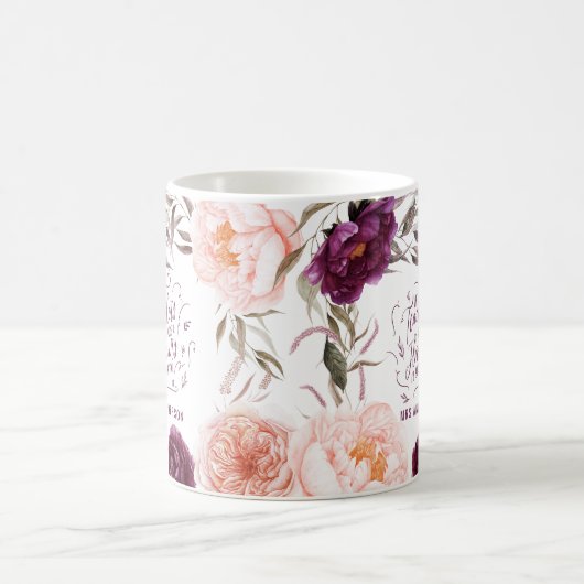 かわいい紫のピンクのフローラエレガント先生 コーヒーマグカップ (中央)