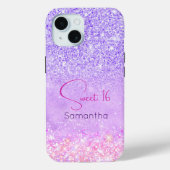 かわいい紫のピンクグリッター誕生日モノグラム Case-Mate iPhoneケース (裏面)
