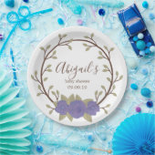 かわいい紫のフローラリースベビーシャワー ペーパープレート (パーティー)