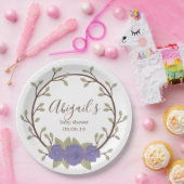 かわいい紫のフローラリースベビーシャワー ペーパープレート (パーティー)