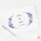 かわいい紫のフローラ結婚 楕円形シール (封筒)