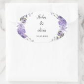 かわいい紫のフローラ結婚 楕円形シール (バッグ)