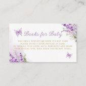 かわいい紫のフローラ蝶の本ベビーチケット エンクロージャーカード (正面)