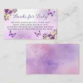 かわいい紫のフローラ蝶の本ベビーチケット エンクロージャーカード (正面/裏面)