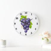 かわいい紫のブドウのキッチンフルーツデコール ラージ壁時計 (ホーム)