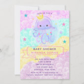 かわいい紫のプリンセスクラゲの女の子ベビーシャワー 招待状 (正面)