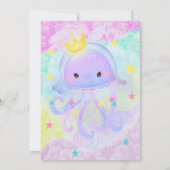 かわいい紫のプリンセスクラゲの女の子ベビーシャワー 招待状 (裏面)