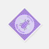 かわいい紫のベビービー男女兼用赤ちゃんシャワー スタンダードカクテルナプキン (角)