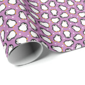 かわいい紫のペンギン柄 ラッピングペーパー (ロールコーナー)