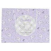 かわいい紫のママとベビー幽霊ベビーシャワー ラージペーパーバッグ (裏面)