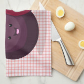 かわいい紫のマンゴスチン漫画イラストレーション キッチンタオル (四つ折り)