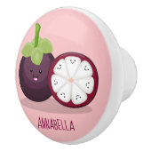 かわいい紫のマンゴスチン漫画イラストレーション セラミックノブ (右)