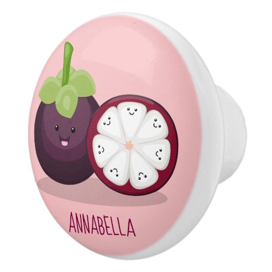 かわいい紫のマンゴスチン漫画イラストレーション セラミックノブ (右)