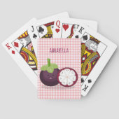 かわいい紫のマンゴスチン漫画イラストレーション トランプ (裏面)