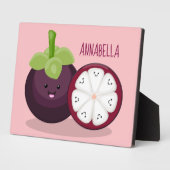 かわいい紫のマンゴスチン漫画イラストレーション フォトプラーク (側面)