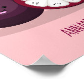 かわいい紫のマンゴスチン漫画イラストレーション ポスター (角)