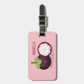 かわいい紫のマンゴスチン漫画イラストレーション ラゲッジタグ (正面縦)