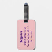 かわいい紫のマンゴスチン漫画イラストレーション ラゲッジタグ (裏面縦)