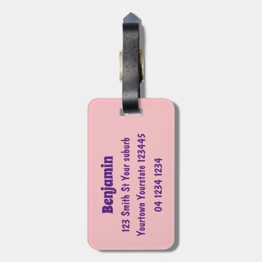 かわいい紫のマンゴスチン漫画イラストレーション ラゲッジタグ (裏面縦)