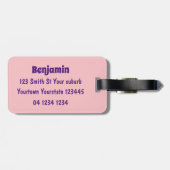 かわいい紫のマンゴスチン漫画イラストレーション ラゲッジタグ (裏面横)