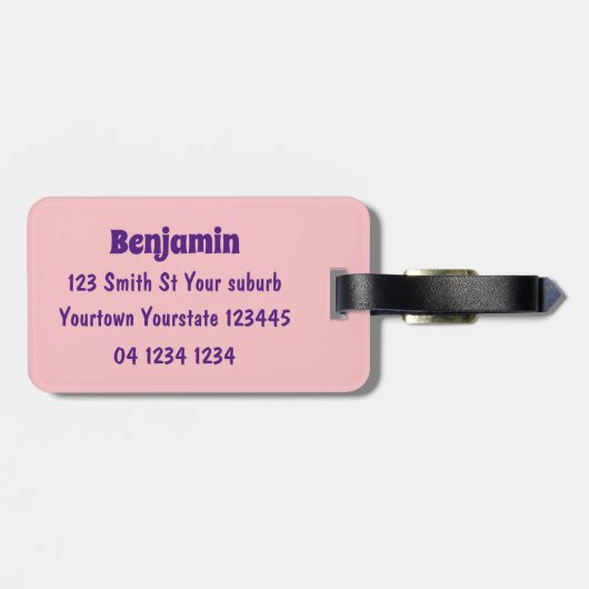 かわいい紫のマンゴスチン漫画イラストレーション ラゲッジタグ (裏面横)