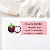 かわいい紫のマンゴスチン漫画イラストレーション ラベル (インサイチュ)