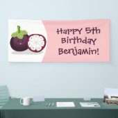 かわいい紫のマンゴスチン漫画イラストレーション 横断幕 (トレードショー)