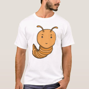 かわいい紫のムカデ 幸せなカワイイイモムシ  Tシャツ